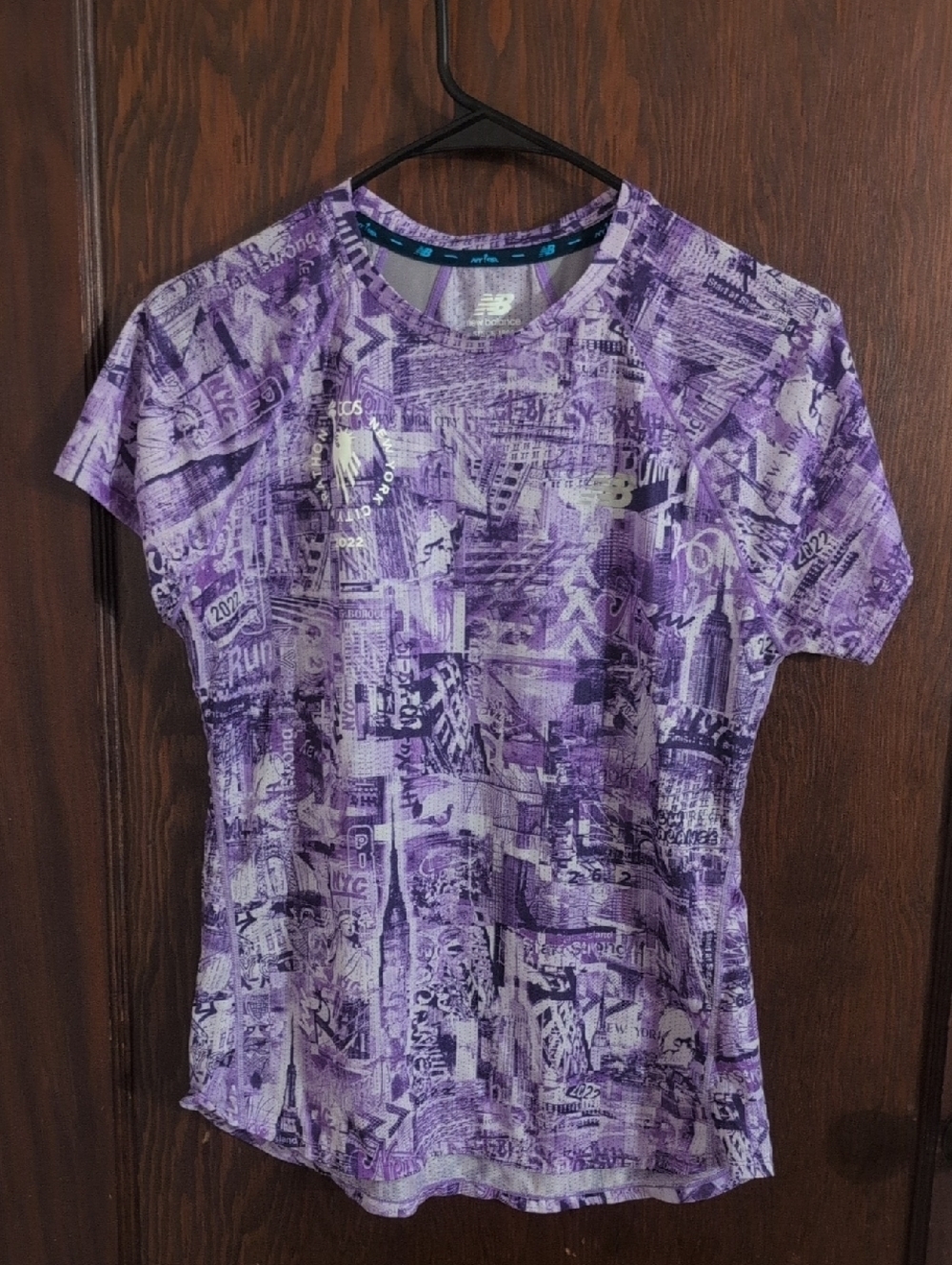 New Balance Purple Graphic Short Sleeve Tee New york Marathon 2022